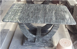Square Table S-1, Wave Green Granite Table