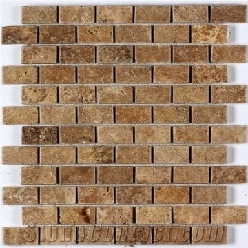 Noce Travertine Mosaic, Brown Travertine