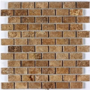 Noce Travertine Mosaic, Brown Travertine