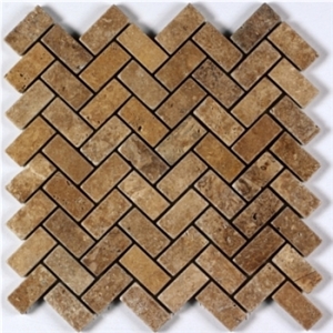 Noce Travertine Mosaic, Brown Travertine