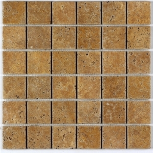 Noce Travertine Mosaic, Brown Travertine