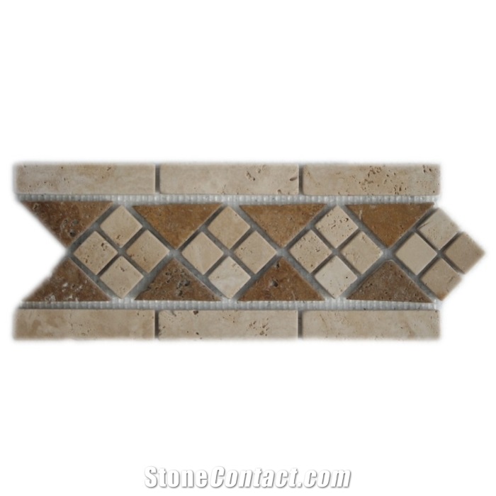 Travertine Border Beige and Noce, Beige ,Noce Travertine