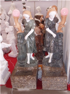 Fountain Stone Statue for Decoration, Brown Marble Statue