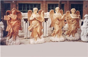 Four Seasons God Figure Sculpture, Yellow Marble Sculpture