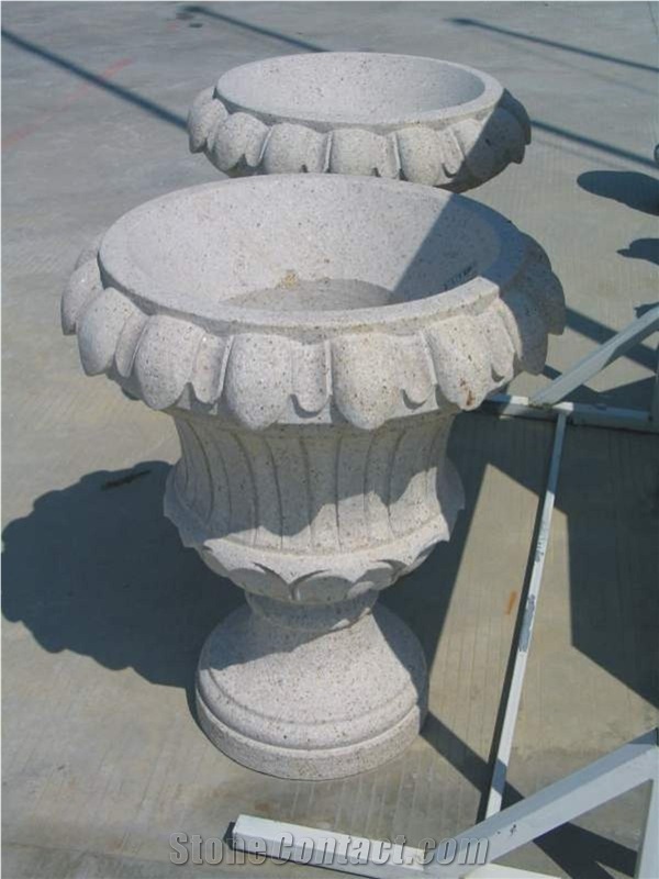 Garden Stone Planter Pots, Grey Granite Planter Pots