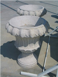 Garden Stone Planter Pots, Grey Granite Planter Pots Garden Stone Planter Pots, Grey Granite Planter Pots