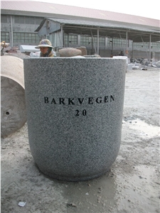 Granite Flower Pot / Planter, Grey Granite Flower Pot Granite Flower Pot / Planter, Grey Granite Flower Pot