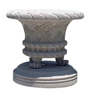Granite Flowerpot with Pedestal, Grey Granite Pot