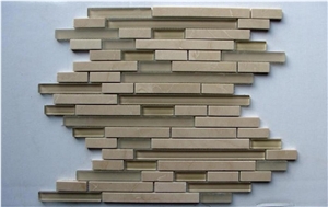 Irregular Stone Mix Glass Mosaic, Brown Marble Glass Mosaic
