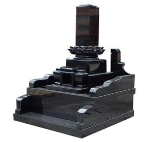 Japanese Style Black Monument, Black Granite Japanese, Korean