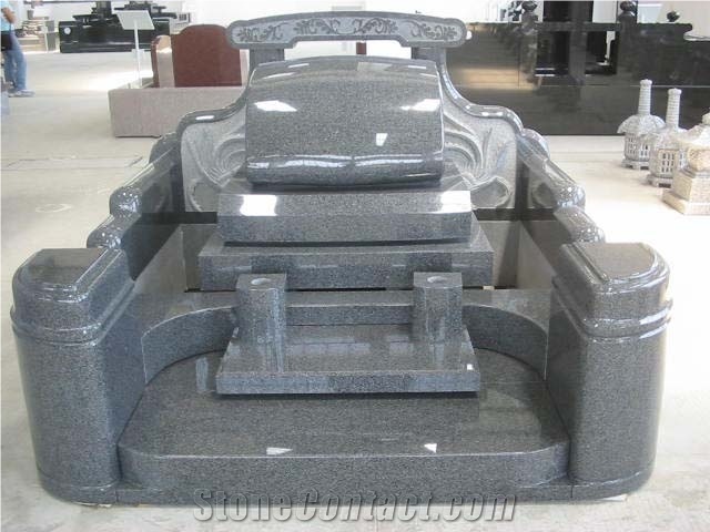 Japanese Style Granite Tombstone, Grey Granite Japanese, Korean