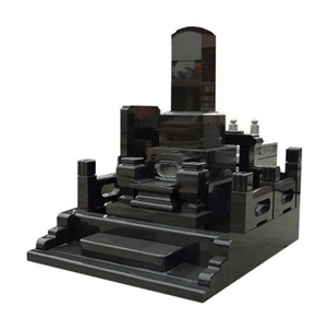 Japanese Tombstone and Monument, Black Granite Japanese Tombstone