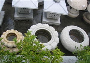 Landscaping Stone Flower Pots, Grey Granite Flower Pots