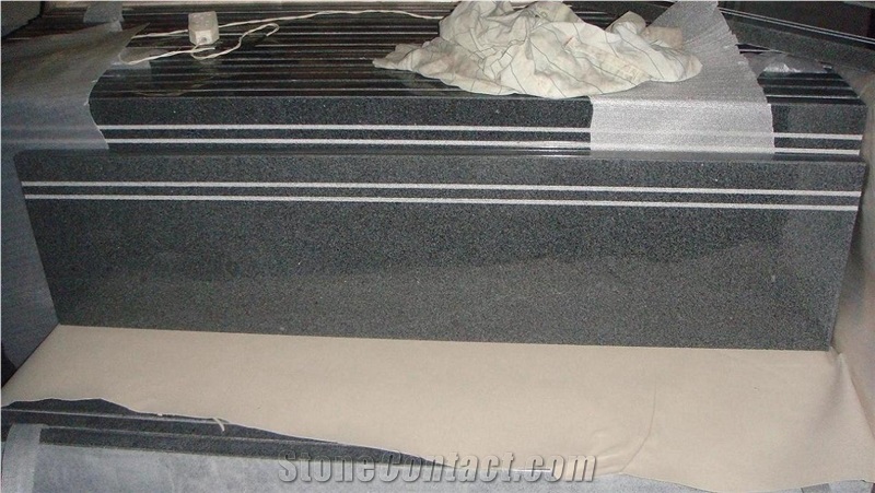 Non-Slip Black Granite Stairs