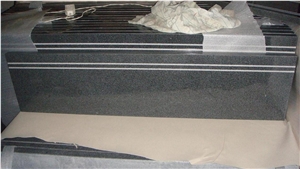 Non-Slip Black Granite Stairs