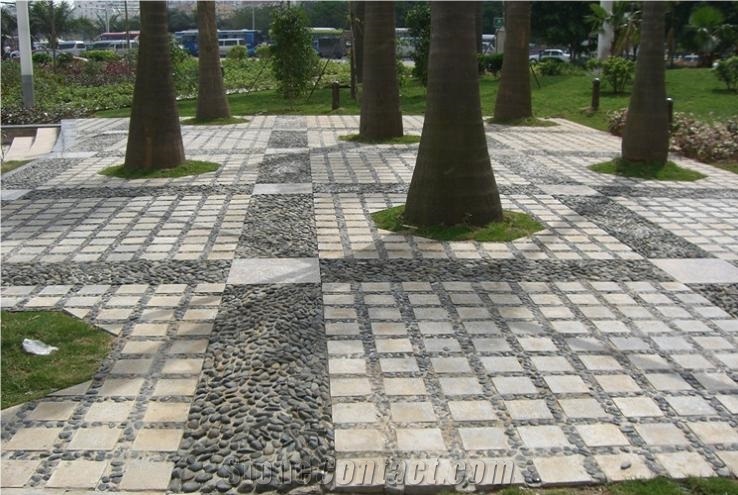 Pebble Stone Paving, Black Granite Cobble, Pavers
