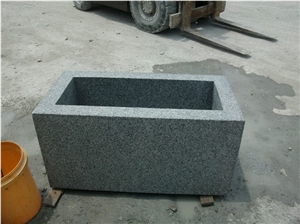 Square Flower Planter, Grey Granite Planter
