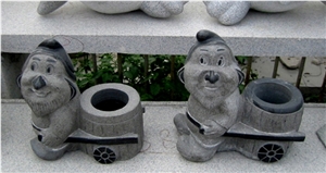 Stone Animal Flower Planters, Grey Granite Planters