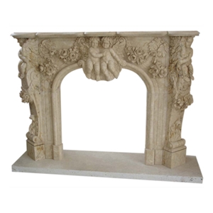 Beige Color Fireplace Mantel, Beige Marble Fireplace Mantel