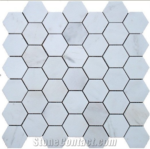 Bianco Carrara Marble Mosaic, Bianco Carrara White Marble Mosaic