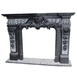 Black Color Fireplace Mantel, Black Marble Fireplace Mantel
