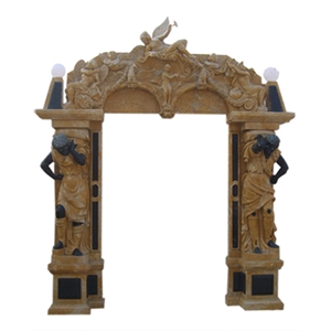 Beige Marble Fireplace Mantel