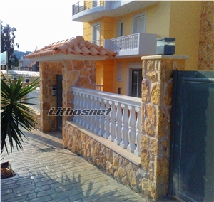 Yellow Dark Building Wall Stones, Yellow Limestone Wall