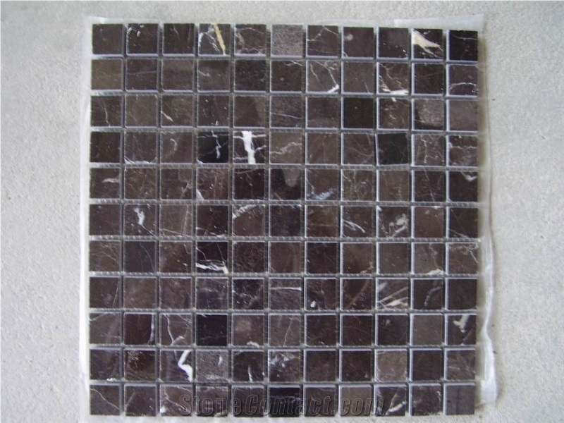 Dark Emperador Brown Natural Marble Mosaic Tiles