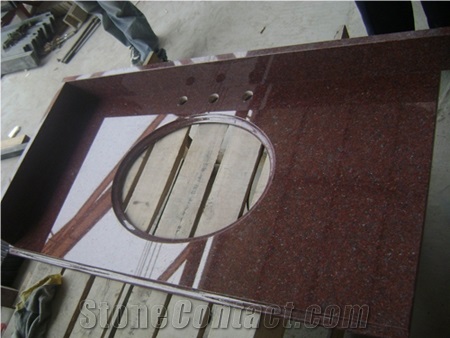 India Red Granite Polished Stone Vanity Tops