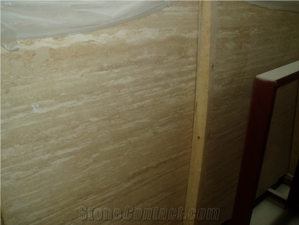 Light Beige Natural Polished Travertine Slabs