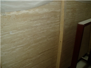 Light Beige Natural Polished Travertine Slabs