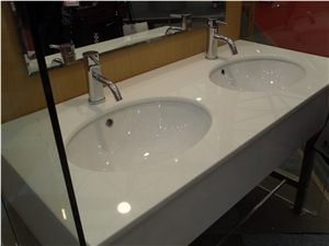 White Marble Vanity Top Nano White Glas