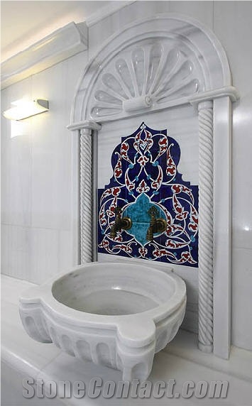 Turkish Bath Basin - Kurna, Marmara White Marble