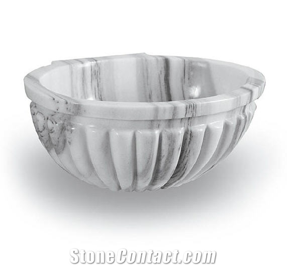 Turkish Bath Basin - Kurna, Marmara White Marble