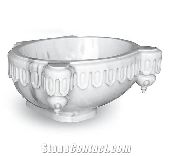 Turkish Bath Basin - Kurna, Marmara White Marble