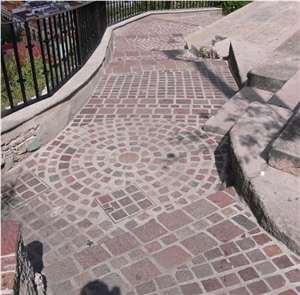 Rojo Porfido Cobble Stone, Red Granite Cobble Stone