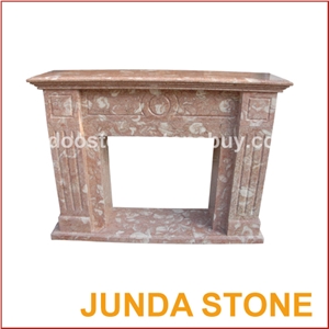 Original Turkey Jade Shell Marble Fireplace Mantel, Jude Shell Brown Marble Fireplace Mantel
