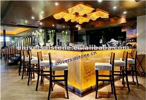 Backlit Orange Onyx Bar Top (J04)