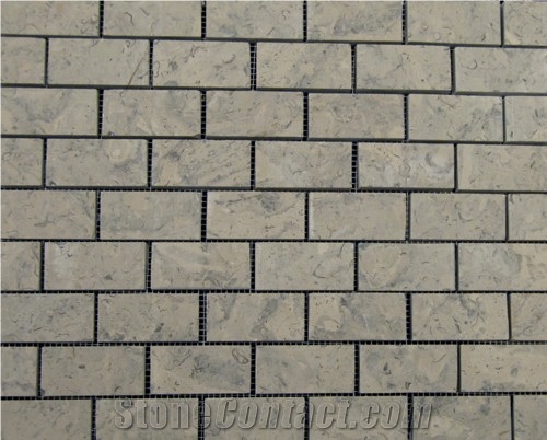Deep Blue Limestone Brick Mosaic