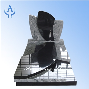 France Monument Tombstone, Shanxi Black Granite Wave S Black Granite
