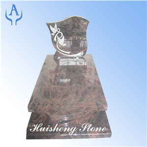 France Style Aurora Granite Monument Tombstone, Indian Aurora Red Granite Tombstone