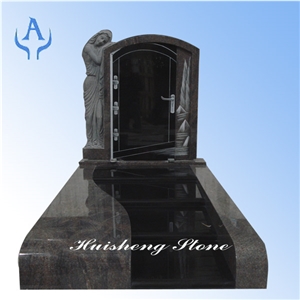 France Style Monument Tombstone Etching, Shanxi ,paradiso Black Granite