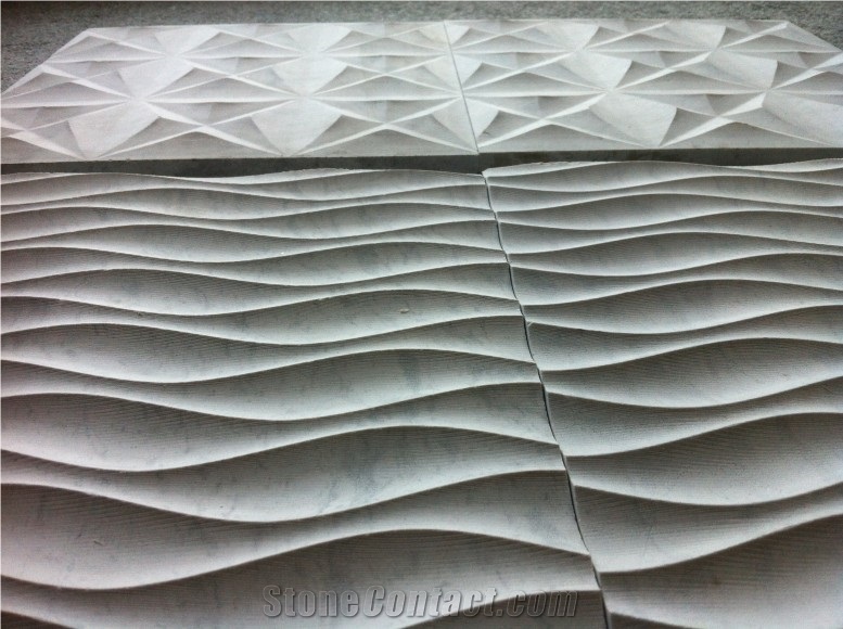 Gray Marble Cnc Walling, Grey Marble Walling-3d Bakground Wall Cystalized Stone Wallings-Acided Finished Panels-Facades-Decorated Tils