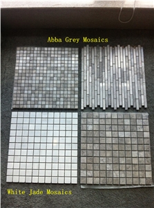 Gray Marble Mosaic Tiles, Grey Marble Mosaic-Square Shape Pattern, Chipped, Laminated, Solit Surface, Linear Strips Mosaic
