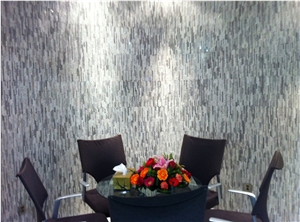 Gray Marble Mosaic Tiles, Grey Marble Mosaic-Square Shape Pattern, Chipped, Laminated, Solit Surface, Linear Strips Mosaic