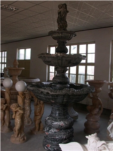 Big Stone Garden Fountain, Yellow Granite Garden Fountain