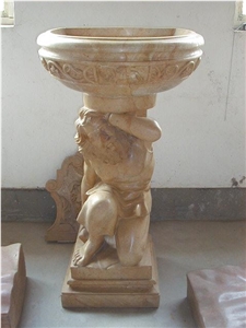 Granite Fountain with Man Sculpture, Yellow Granite Fountain Granite Fountain with Man Sculpture, Yellow Granite Fountain