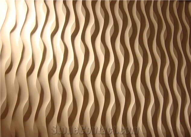 CNC Work Solid Sink, Beige Marble Sink