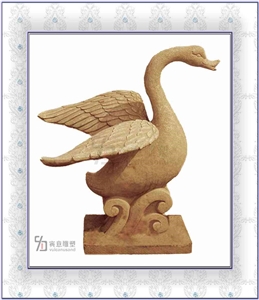 Small Flying Goose, Yellow Sandstone Sculpture, Statue