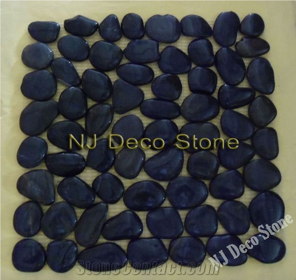 Black Pebble Tile Mosaic, Pebble Black Marble Mosaic